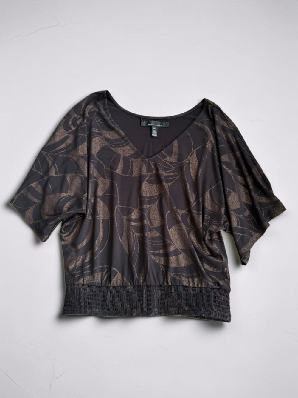 WHITE HOUSE BLACK MARKET WHBM Brown Patterned Blouse Top Size XXS